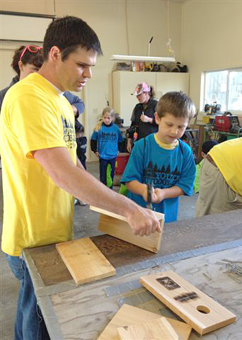 Building bird houses.