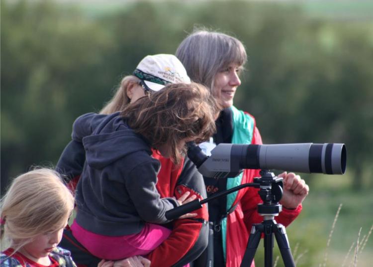 Members of the public bird watch at Ladd Marsh Birdathon.