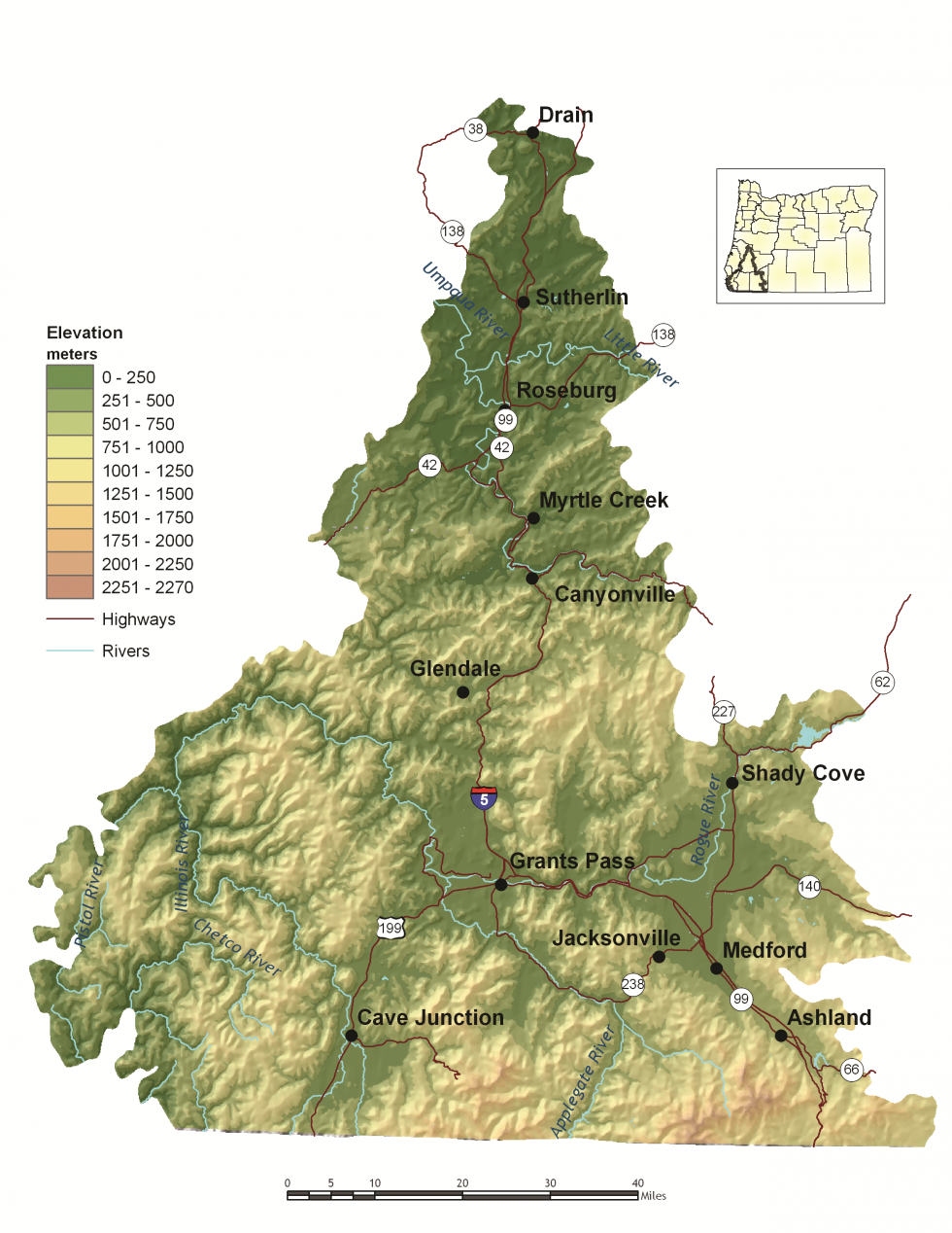 klamath mountains map