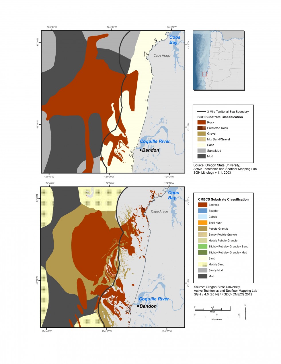 Detail of Cape Arago bottom subtrate maps available in 2005 and 2015