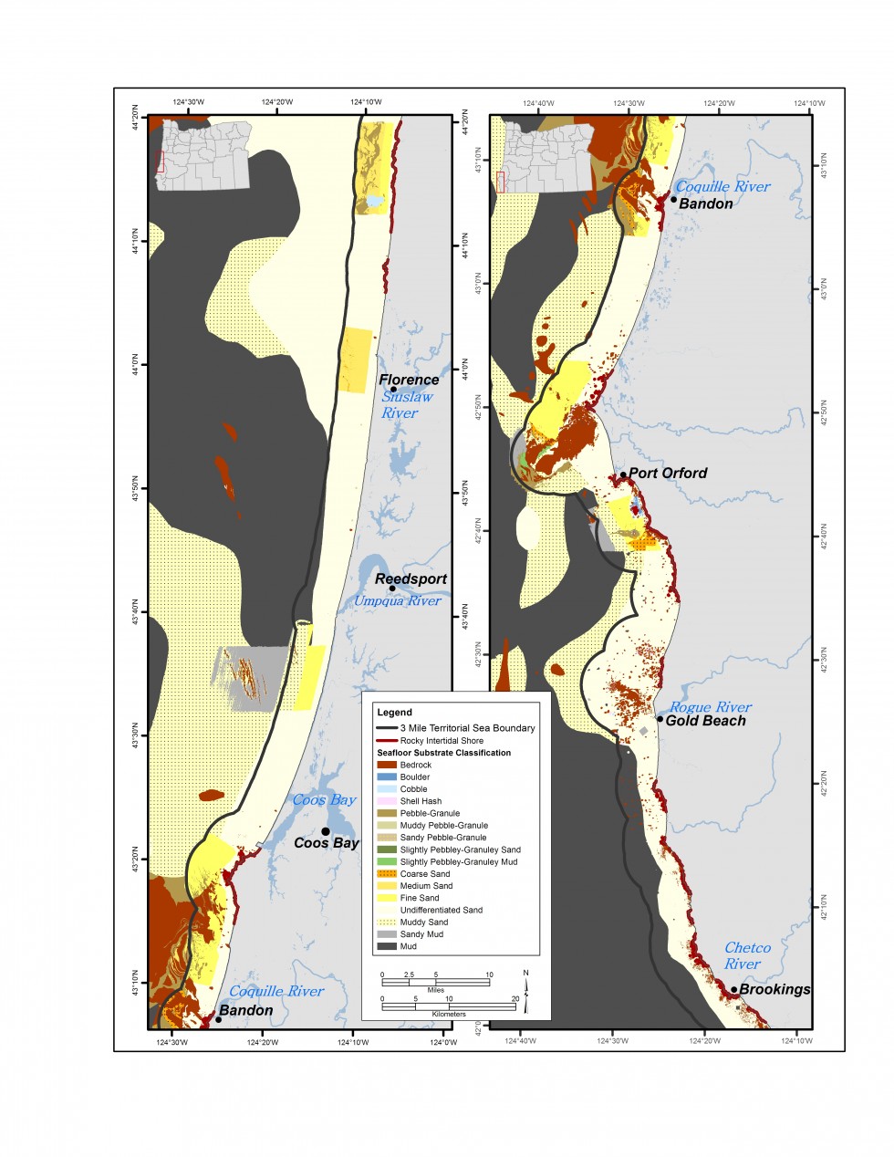 South Oregon coast marine system bottom substrates